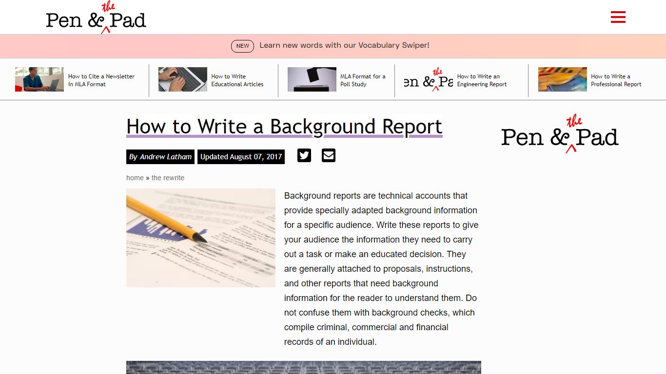 How to Write a Background Report - Pen and the Pad